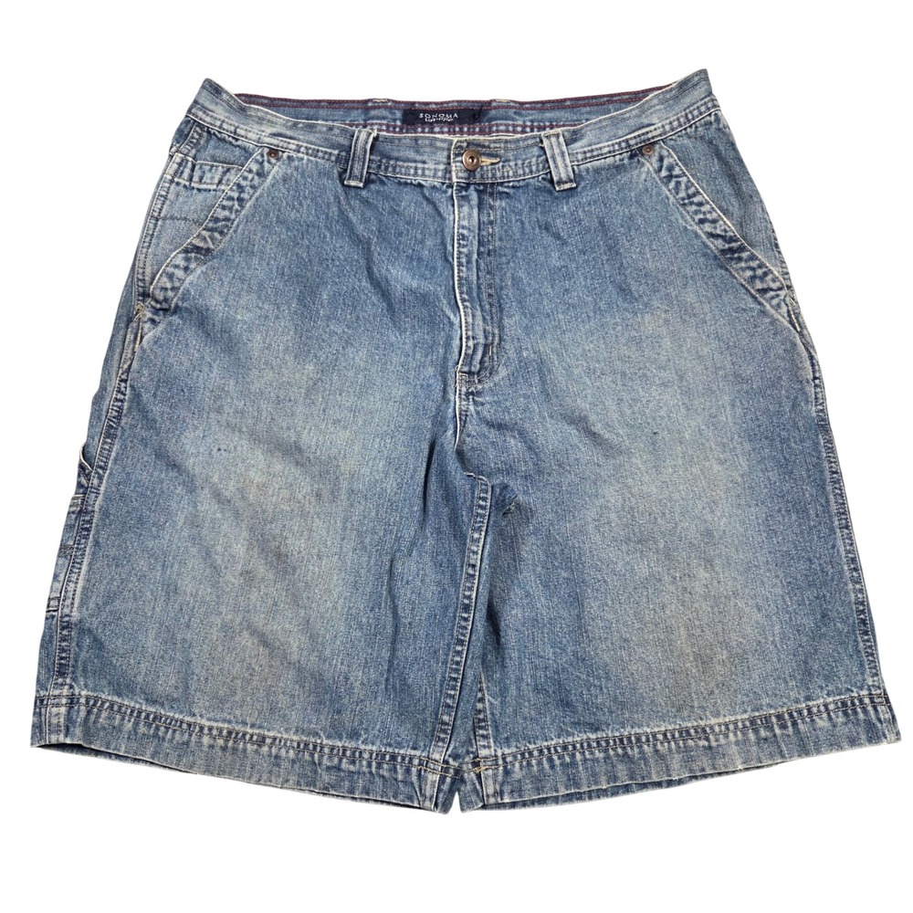 Vintage Sonoma Wide Leg Mens Y2k Carpenter Grunge Punk Baggy Skater Shorts 36